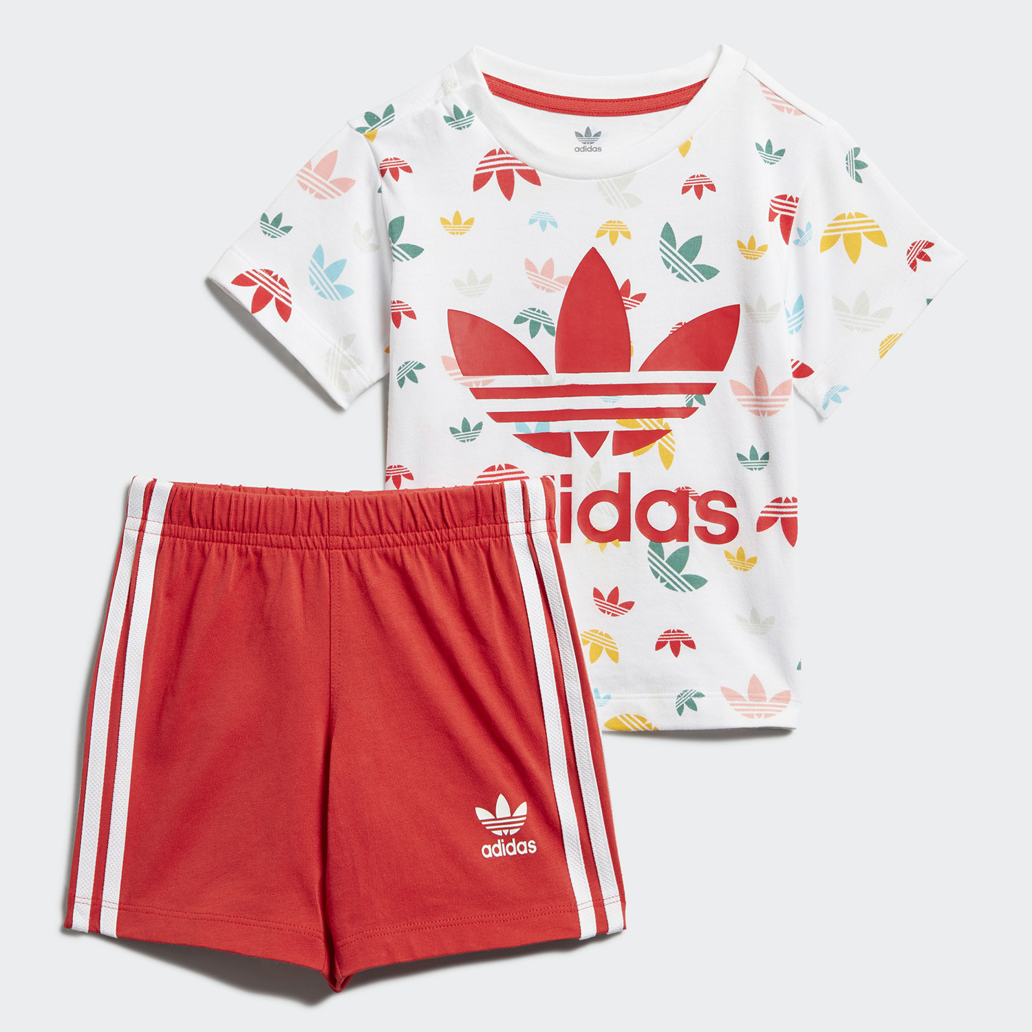 Adidas Originals Shorts And Tee Infants Set White Multco Lusred