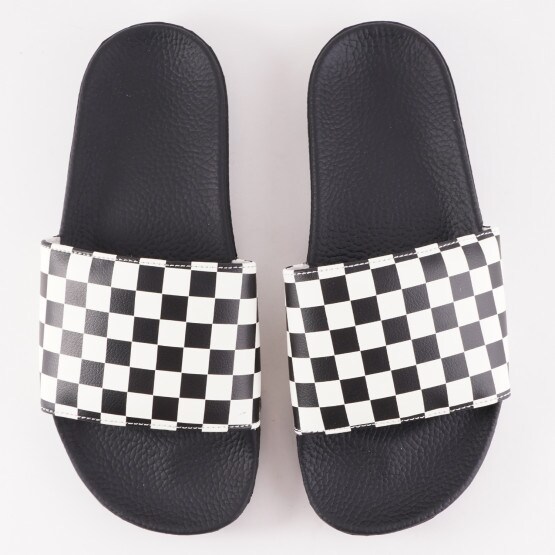 vans black suede checkerboard slide sandals
