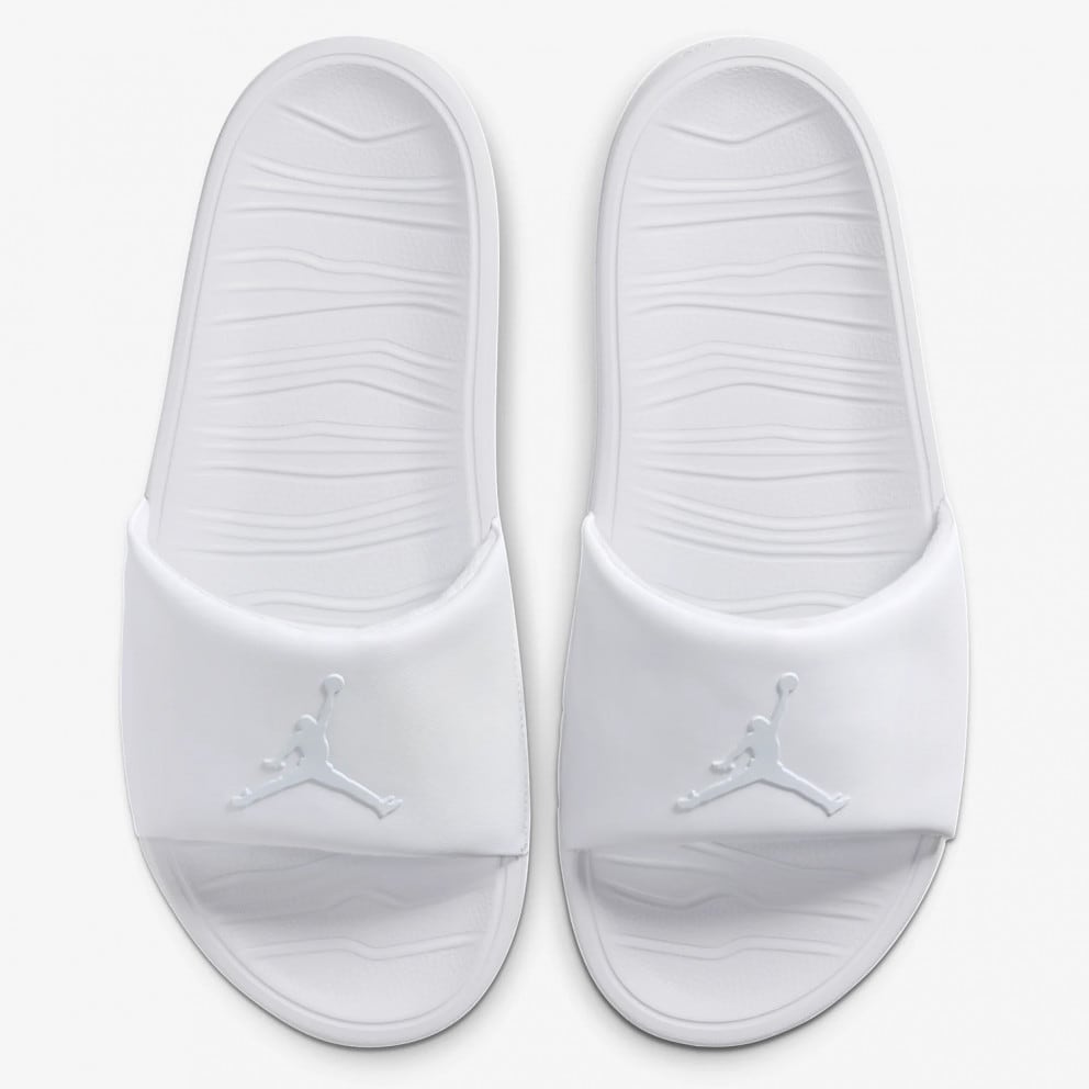 all white jordan flip flops