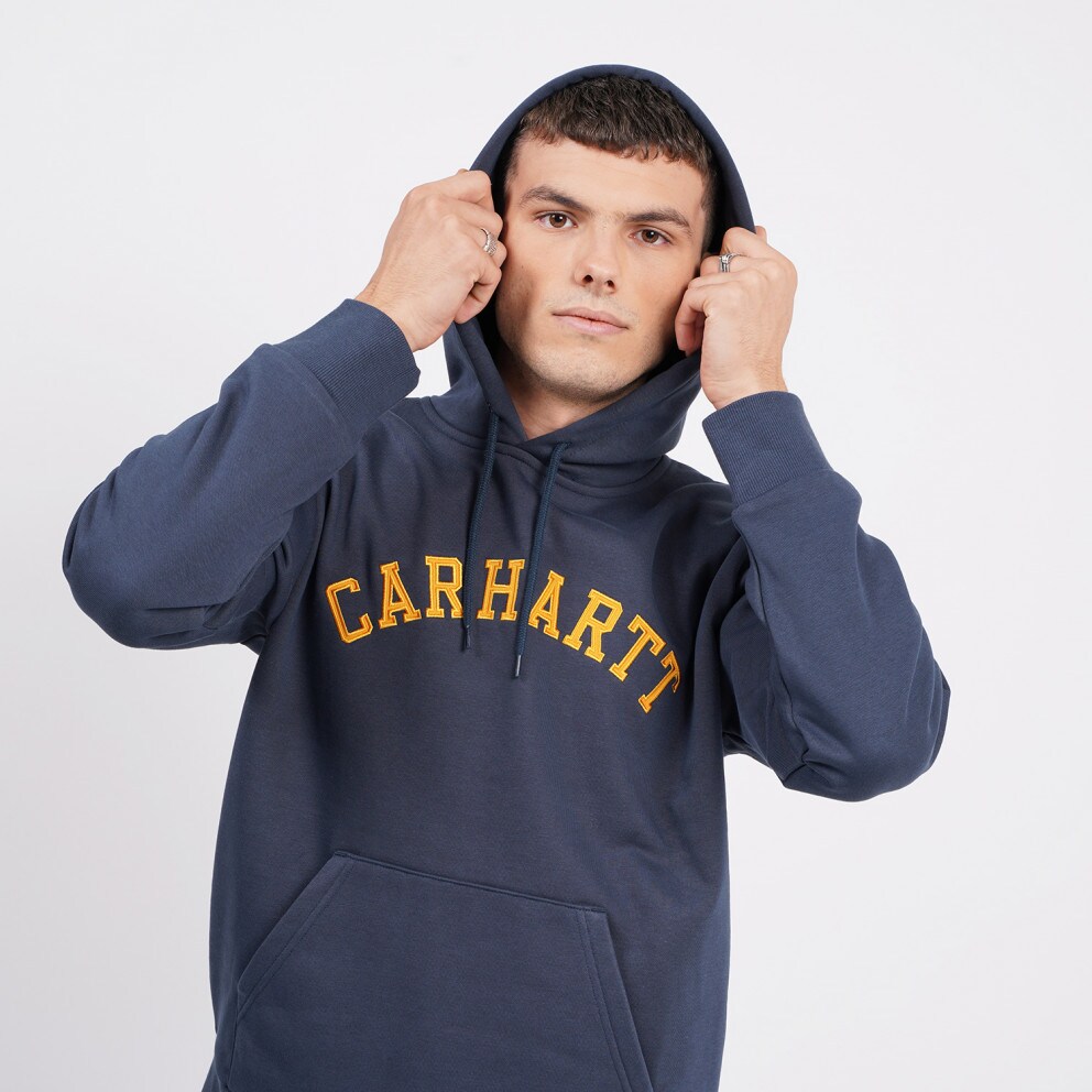 Hooded university patch sweatshirt outlet