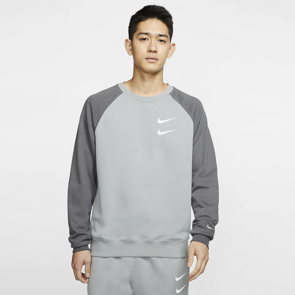 nike swoosh crew neck sweat in khaki