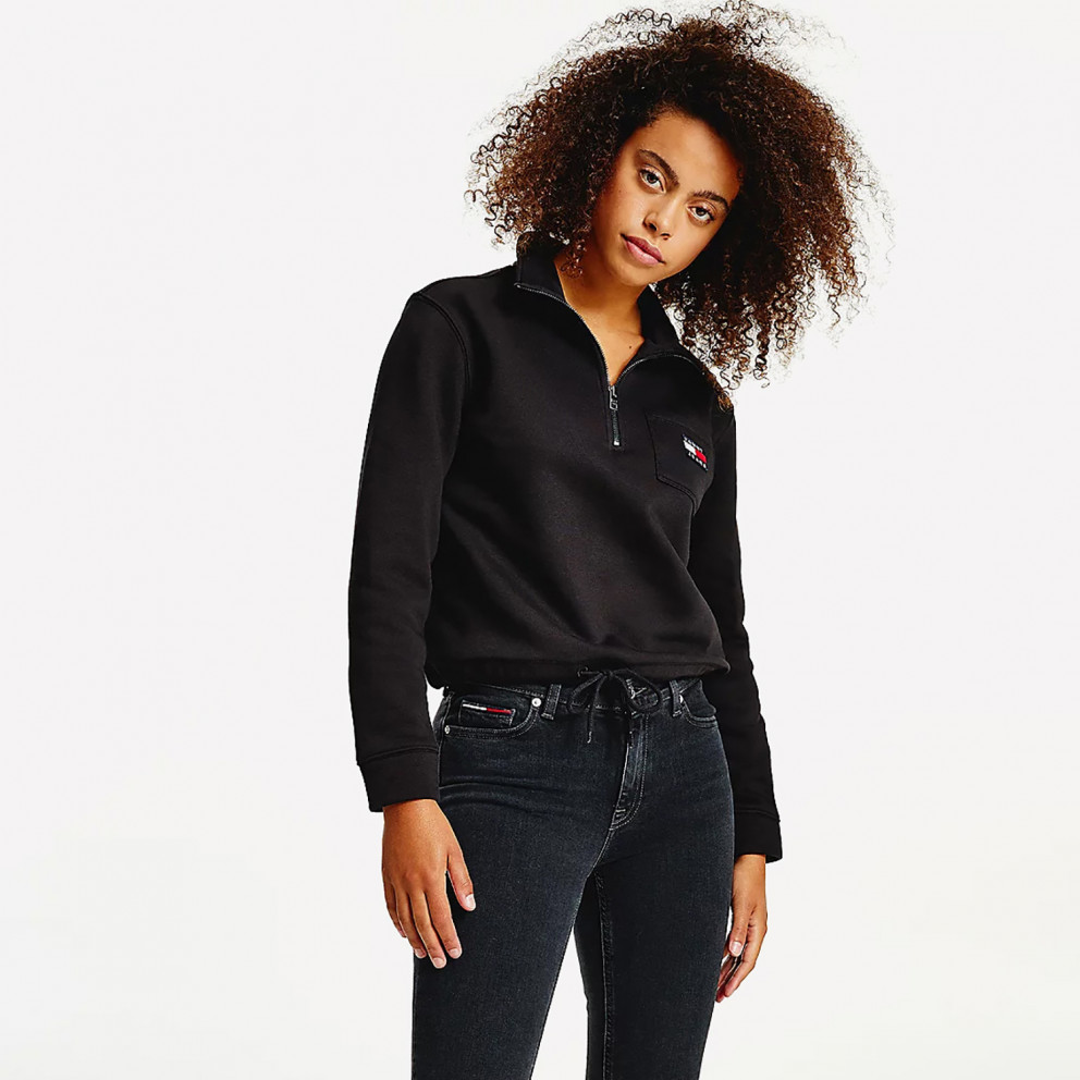 Tommy Jeans Relaxed Badge Quarter Zip Women Cropped Sweatshirt