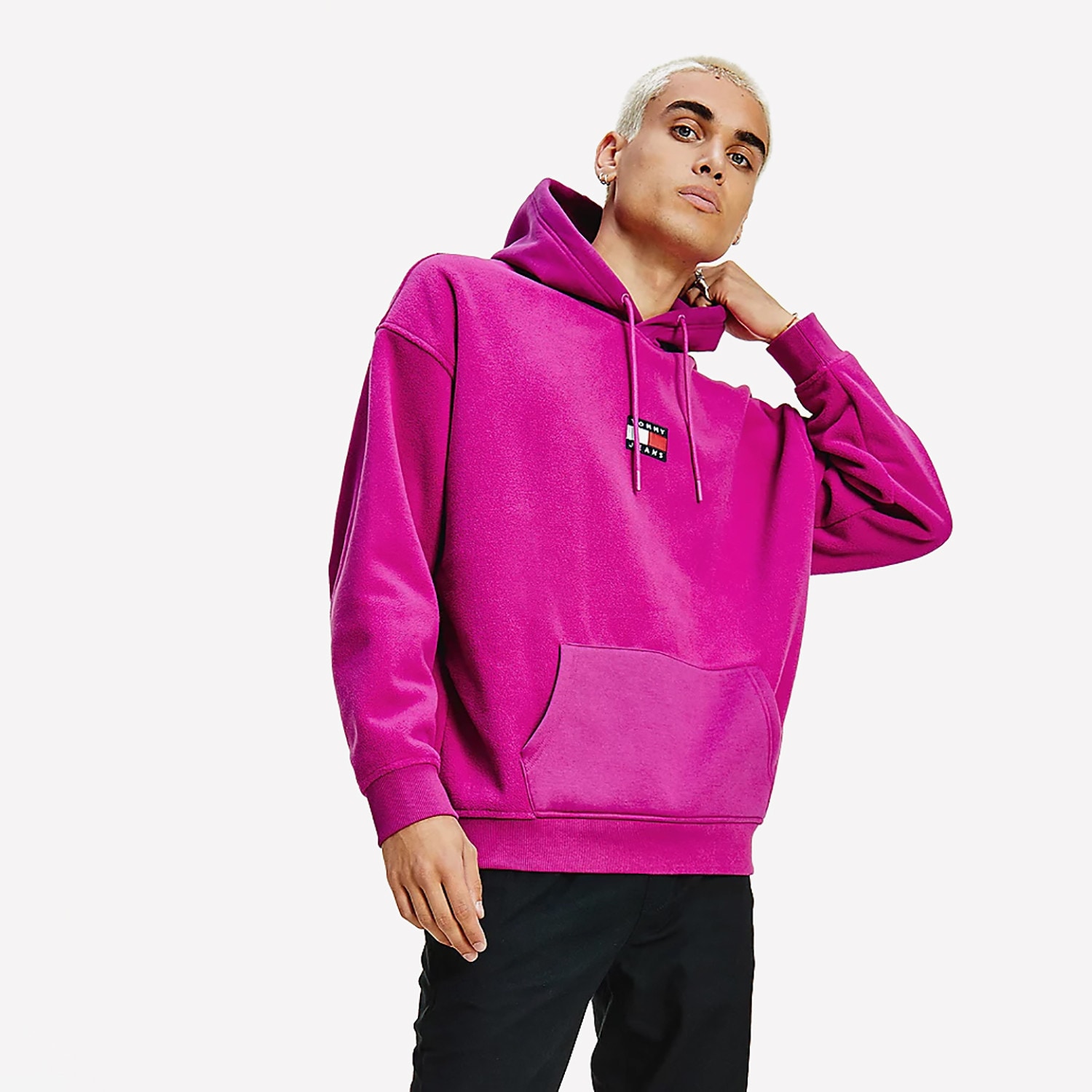 tommy badge polar fleece hoody