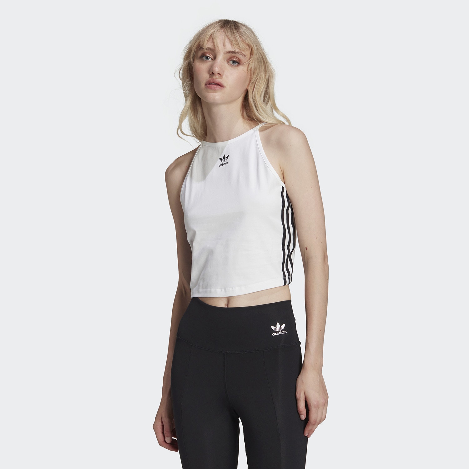 Adidas crop tank white on sale