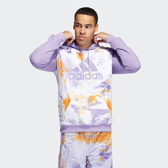 adidas Performance Q2 Allover Print Basketball Ανδρική Μπλούζα με Κουκούλα