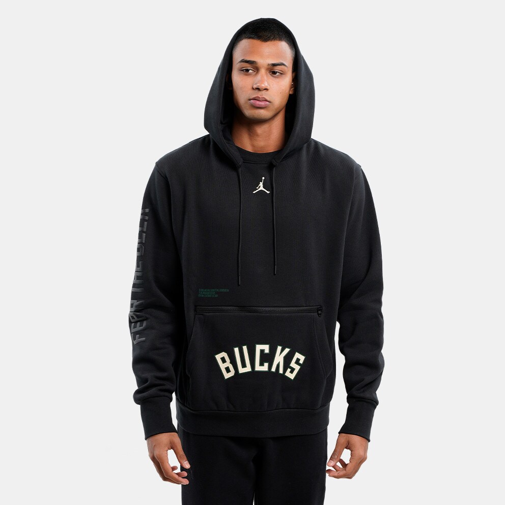 Jordan Milwaukee Bucks Fleece Ανδρική Μπλούζα με Κουκούλα