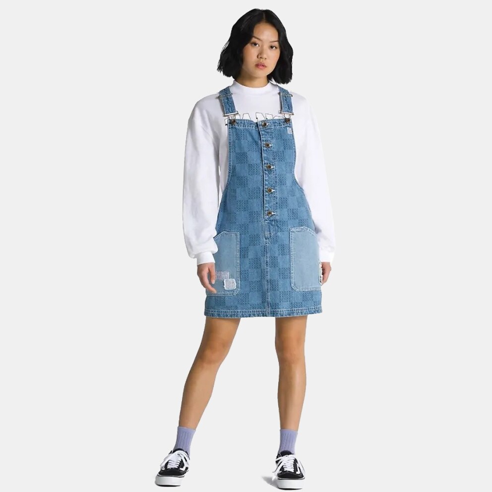 Vans Mended Check Denim Pinafore Γυναικείο Φόρεμα