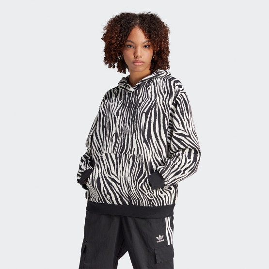 adidas Originals Allover Zebra Animal Print Essentials Γυναικεία Μπλούζα με Κουκούλα
