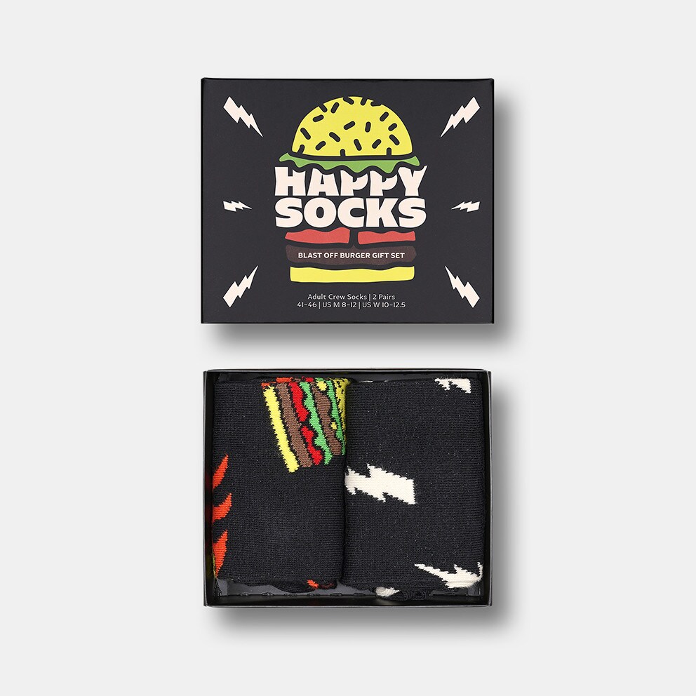 Happy Socks Blast Off Burger 2-Pack Unisex Socks