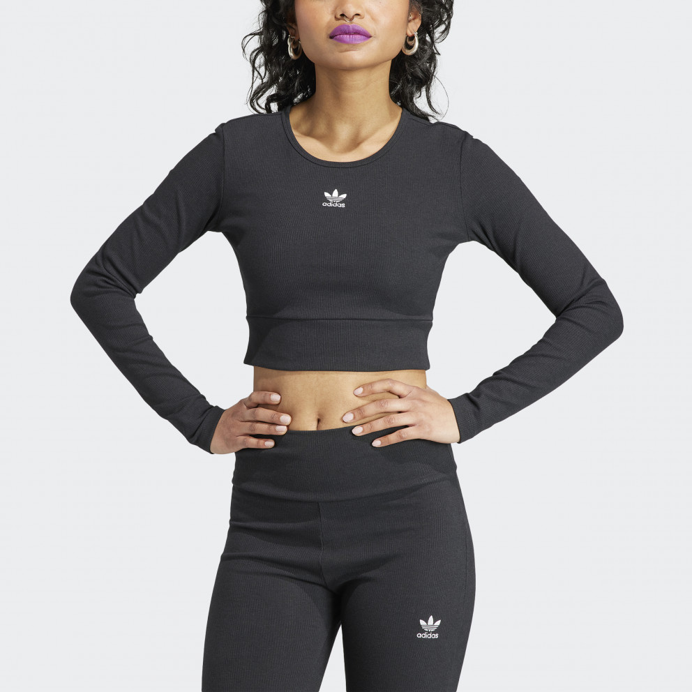 adidas Originals Rib Γυναικεία Cropped Μπλούζα με Μακρύ Μανίκι