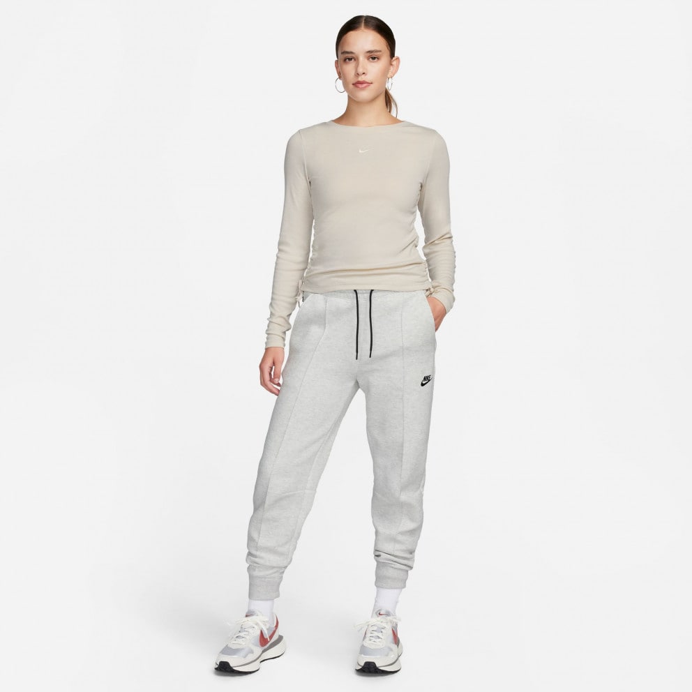 Nike Sportswear Ribbed Women's Cropped Long Sleeves T-shirt Beige ...