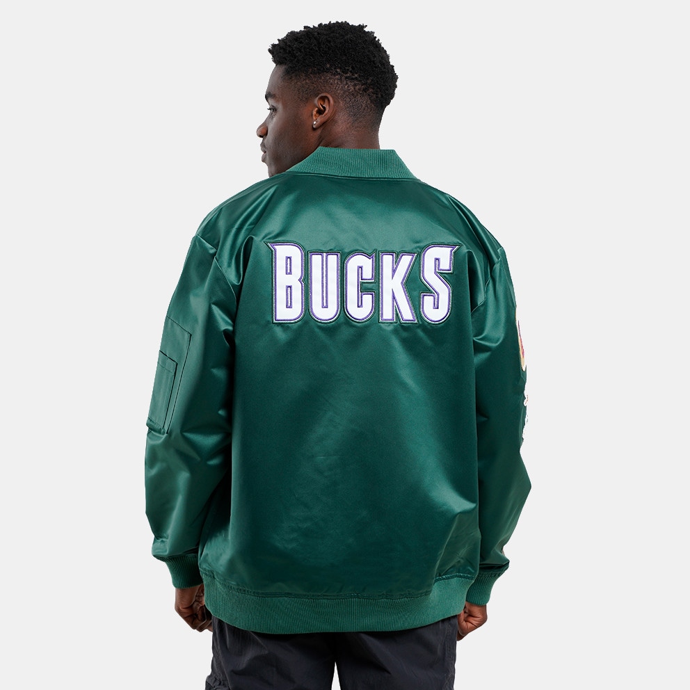 Mitchell & Ness NBA Milwaukee Bucks Lightweight Satin Bomber Μen's Jacket