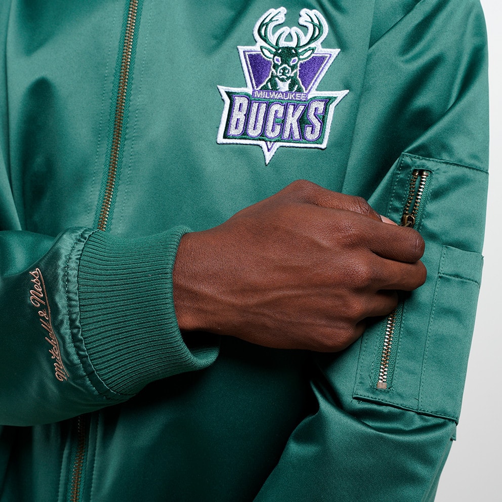 Mitchell & Ness NBA Milwaukee Bucks Lightweight Satin Bomber Μen's Jacket