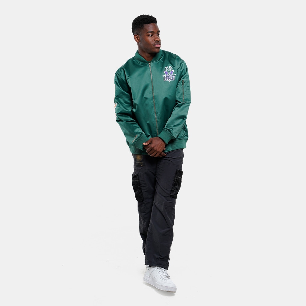 Mitchell & Ness NBA Milwaukee Bucks Lightweight Satin Bomber Ανδρικό Μπουφάν