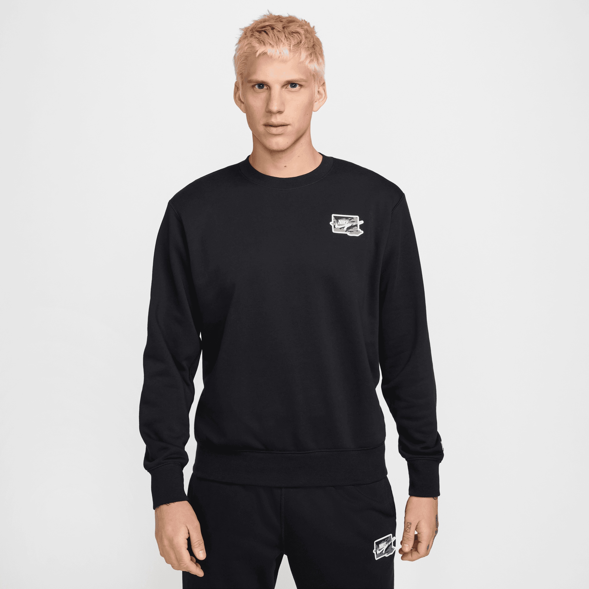 Nike Streetwear Club Fleece Crew Bolt Men's Sweatshirt Black